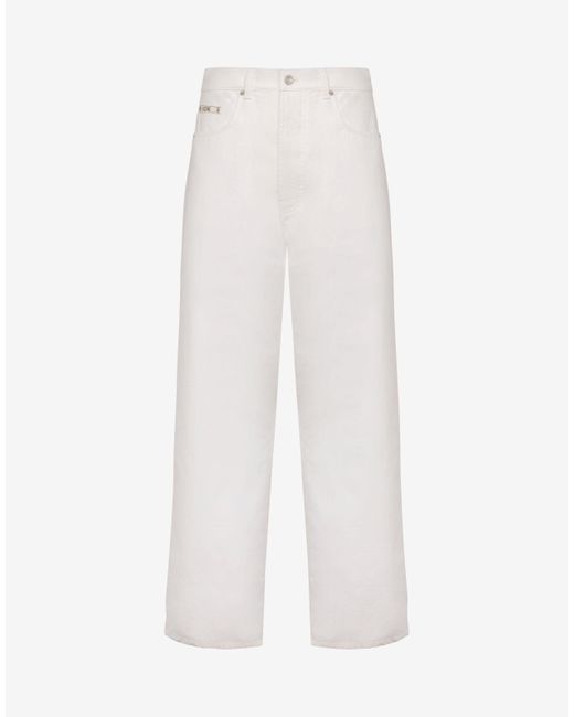 Moschino White Cotton Shantung Pants for men