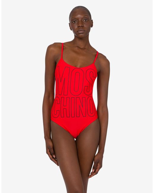 Moschino Red Printed Lycra One-Piece Swimsuit