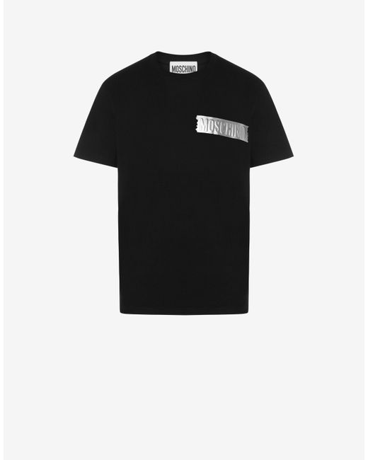 T-shirt En Jersey Biologique Silver Logo Moschino en coloris Black