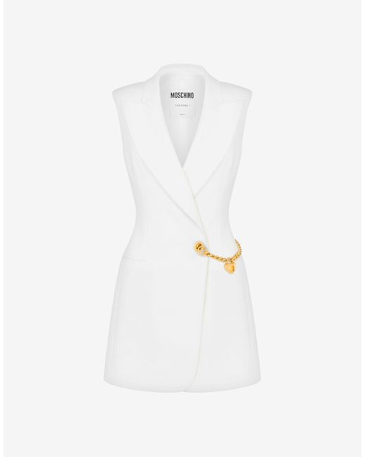 Moschino White Kleid Aus Stretch-crêpe Chain & Heart