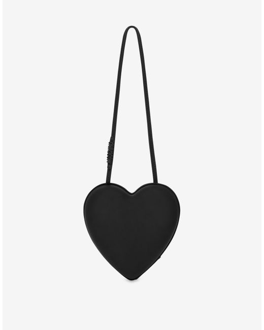 Moschino Black Rubberised Nappa Leather Heartbeat Bag