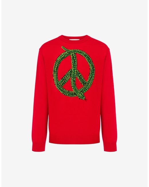 Moschino Red Lunar New Year Wool Pullover for men