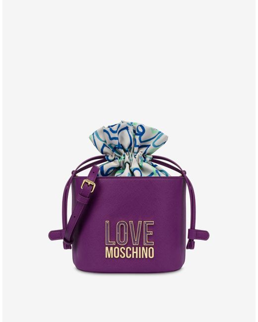 Moschino Purple Jelly Logo Bucket Bag