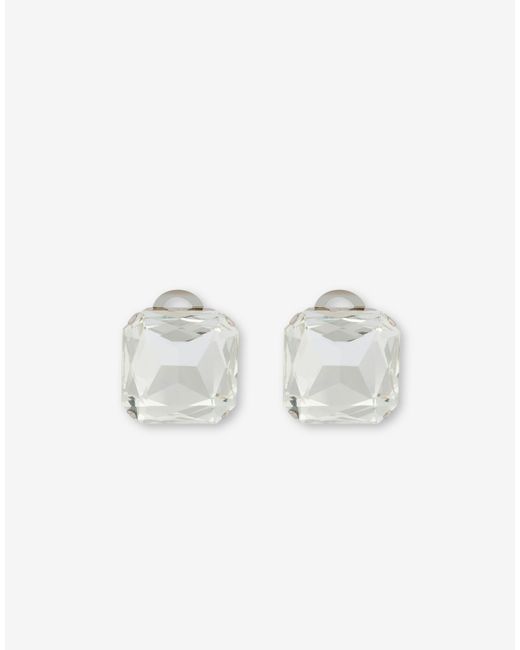 Moschino White Clip-on Earrings With Jewel Stone