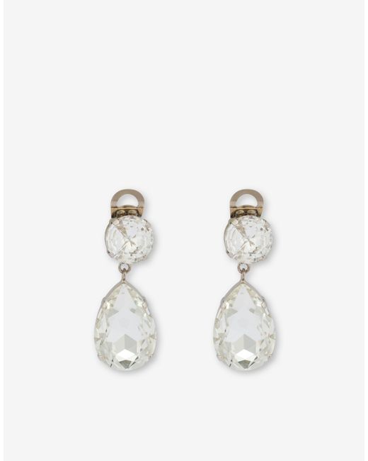 Moschino White Drop Earrings With Jewel Stones