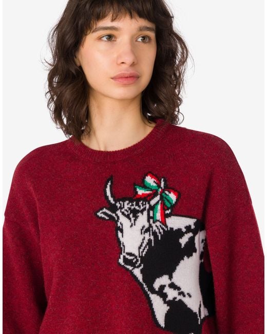 Moschino Red Shetland Wool Pullover Archive
