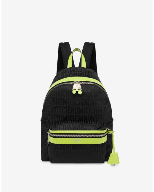 Moschino Blue Allover Logo Heavy Nylon Backpack