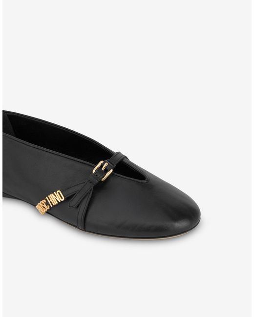 Moschino White Satin Ballet Flats