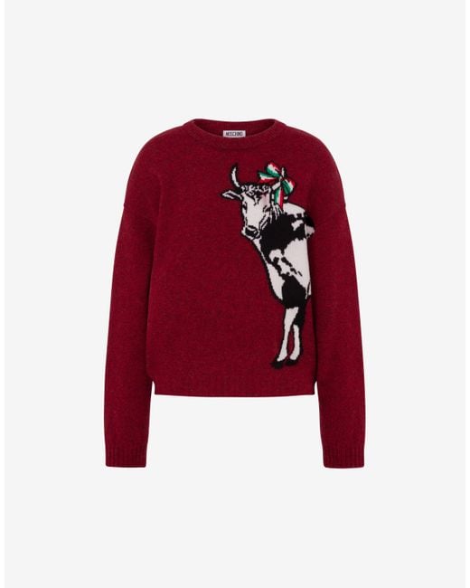 Moschino Red Shetland Wool Pullover Archive
