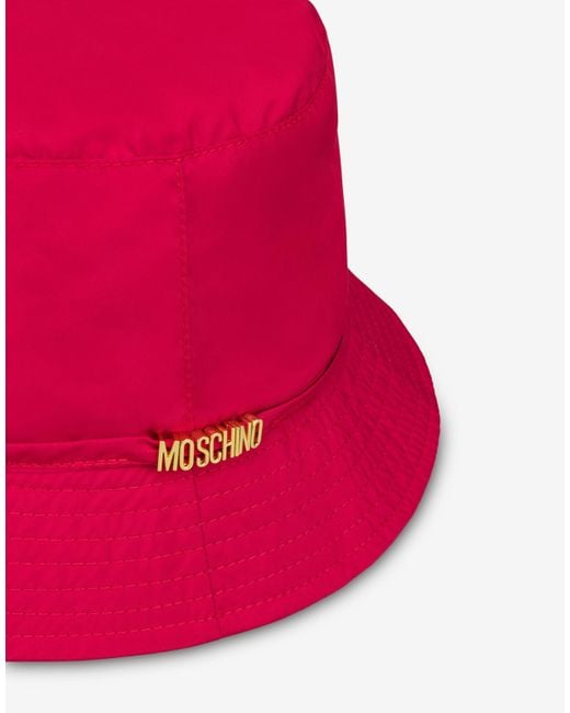 Moschino Pink Lettering Logo Bucket Hat