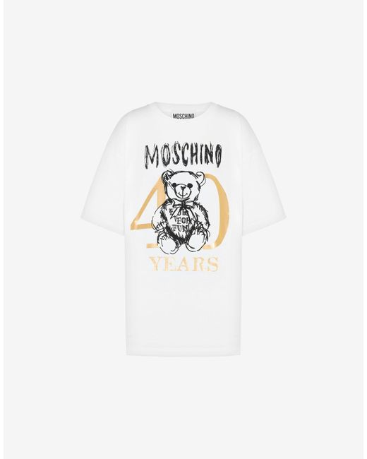 T-shirt In Jersey 40 Years Teddy Bear di Moschino in White