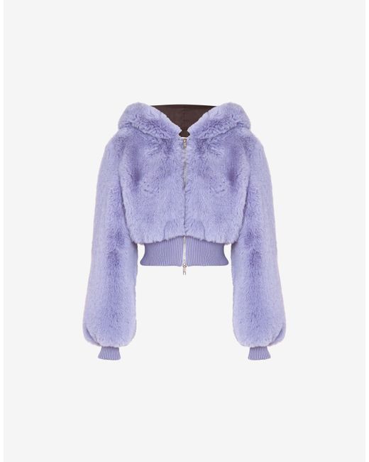 Moschino Purple Soft Fabric Cropped Coat