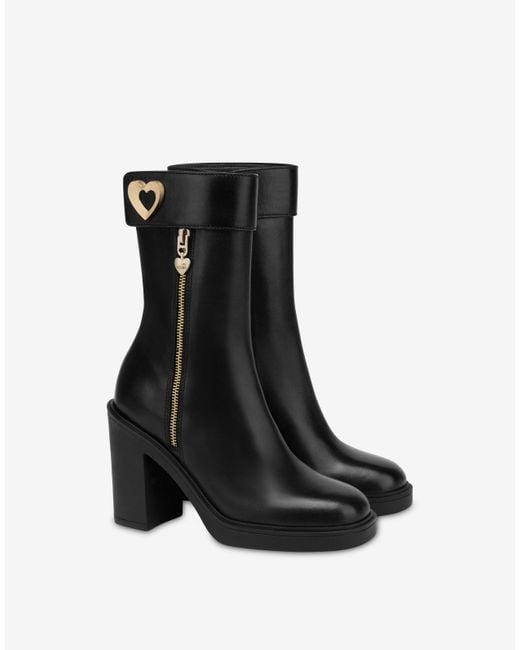 Love Moschino Black Calf Ankle Boots