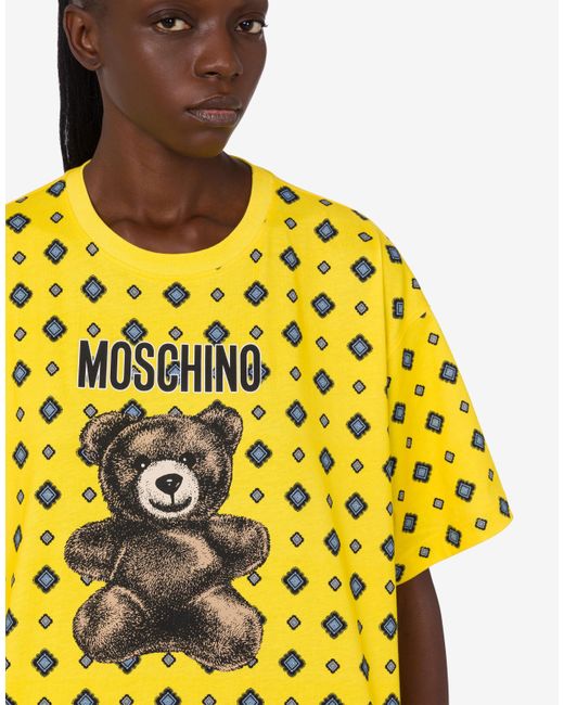 Moschino Yellow Teddy Bear Organic Cotton Jersey T-Shirt