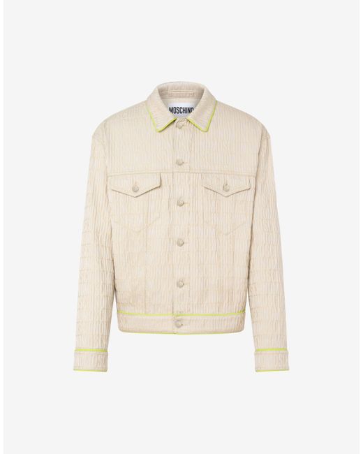 Moschino Natural Allover Logo Cotton And Viscose Jacket
