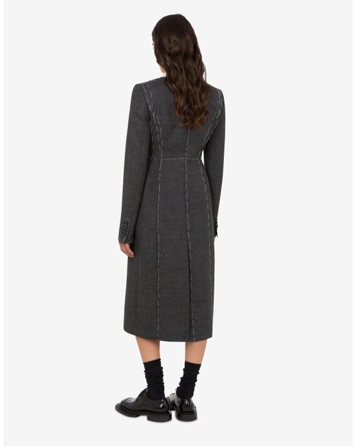 Moschino Black Embroidered Wool Canvas Coat