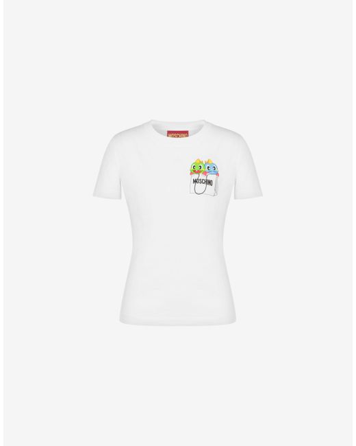 T-shirt In Jersey Organico Bubble Booble di Moschino in White