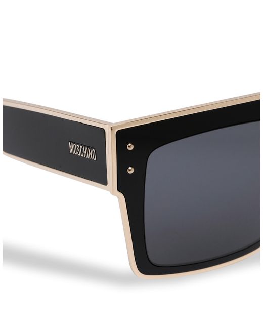 Moschino Black Quadratische Sonnenbrille Mit Goldprofilen