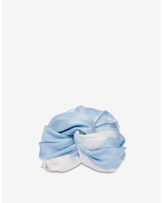 Moschino Blue Silk Twill Turban Archive Clouds