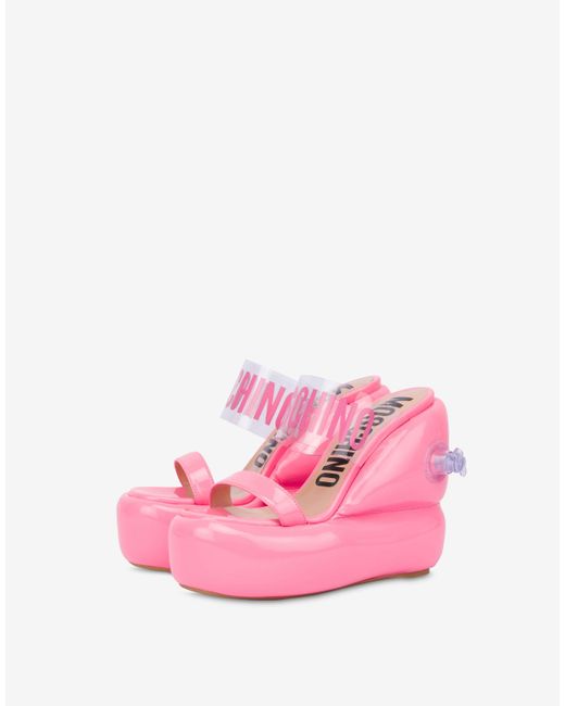 Moschino Pink Inflatable Effect Wedge Sandals