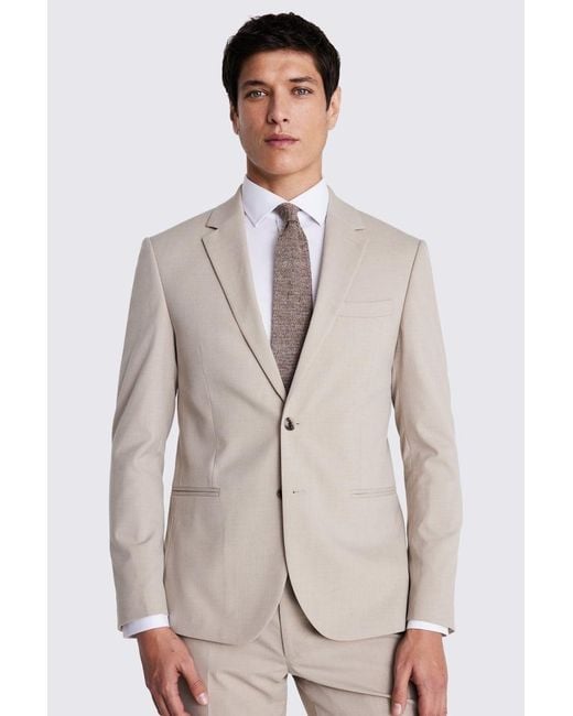 Moss Bros Natural Slim Fit Taupe Suit Jacket for men