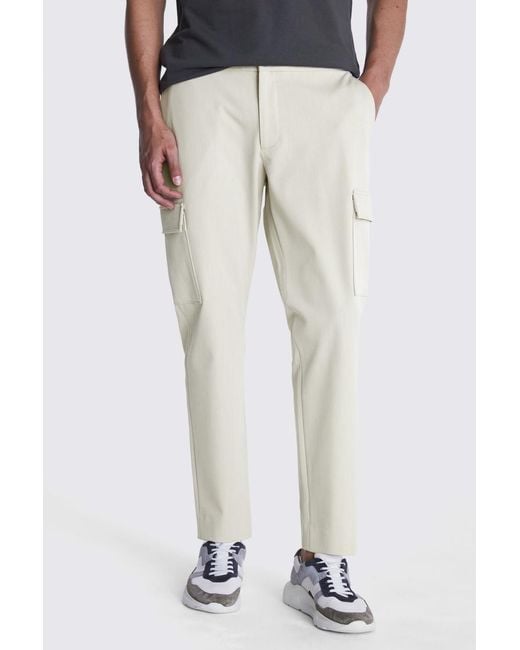 Moss Bros Natural Light Taupe Cargo Trousers for men