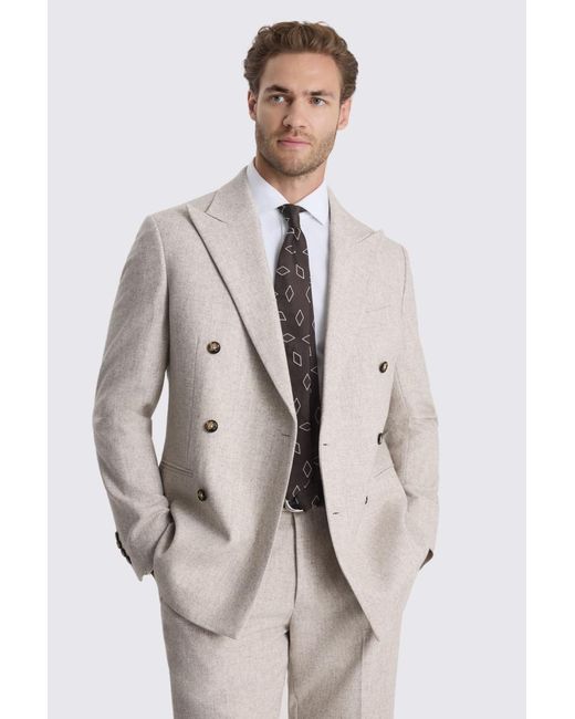Moss Bros Natural Tailored Fit Stone Suit Suit Jacket for men