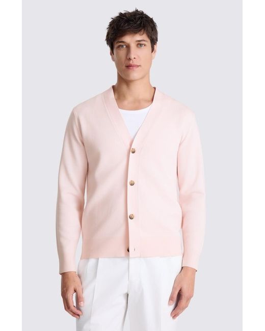 Moss Bros Pink Light Four Button Cardigan for men