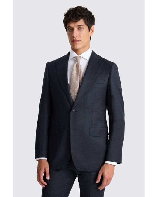 Moss Bros Blue Tailored Fit Check Performance Suit Jacket for men
