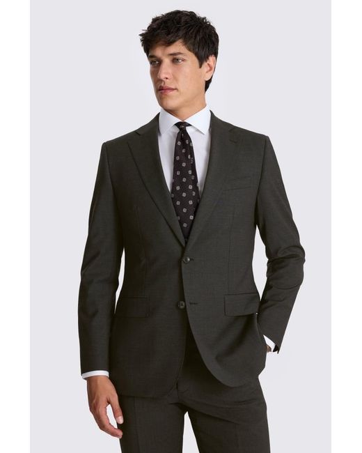 Moss Bros Blue Tailored Fit Charcoal Performance Suit Jacket for men