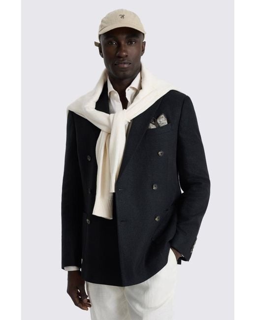 Moss Bros Black Tailored Fit Linen-Blend Jacket for men