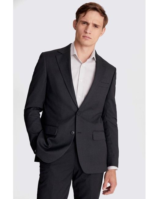 Moss Bros Gray Regular Fit Charcoal Stretch Suit Jacket for men