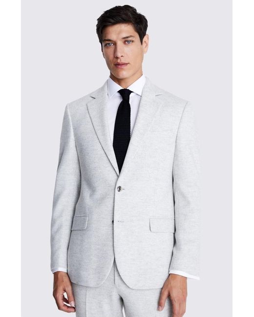 Moss Bros White Tailored Fit Light Donegal Suit Jacket for men