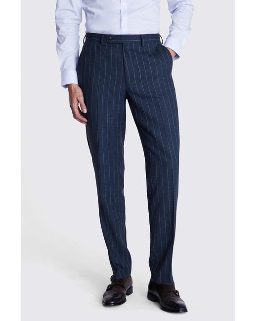 Zegna Blue Italian Tailored Fit Stripe Trousers for men
