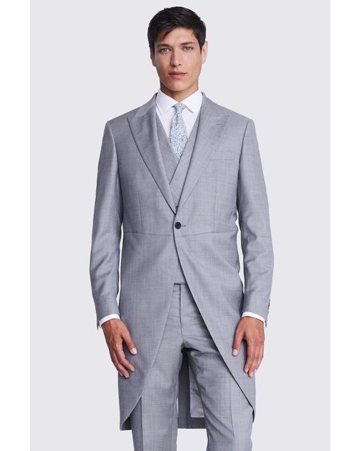 Barberis Gray Italian Tailored Fit Sharkskin Morning Suit Jacket for men