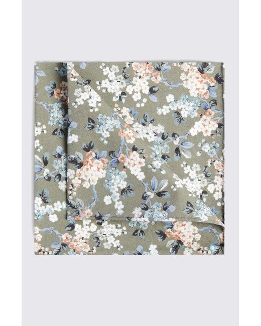 Liberty Green Sage Ditsy Floral Pocket Square Made With Fabric for men