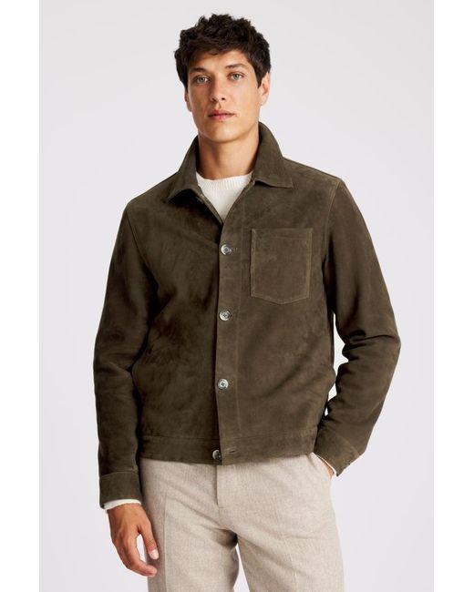 Moss Bros Brown Suede Shacket for men