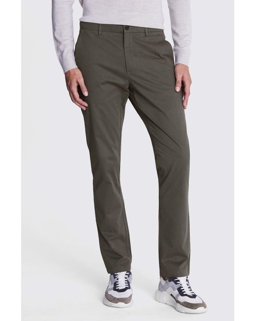 Moss Bros Gray Tailored Fit Stretch Chinos for men