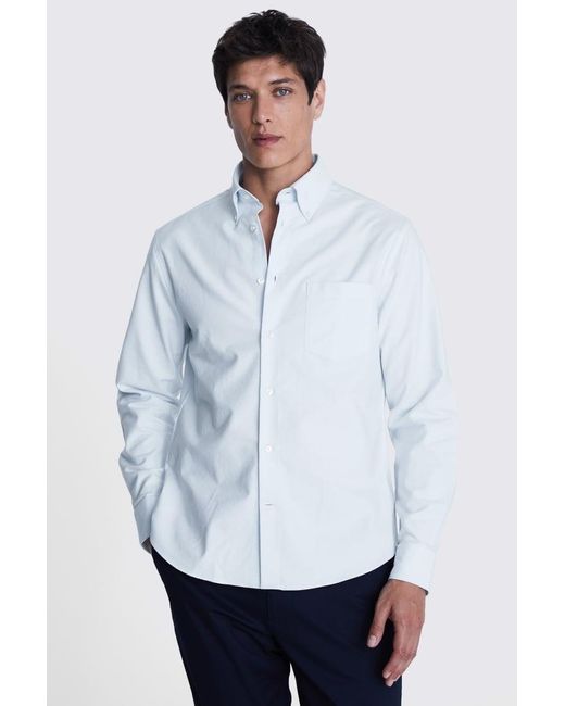 Moss Bros White Light Washed Oxford Shirt for men