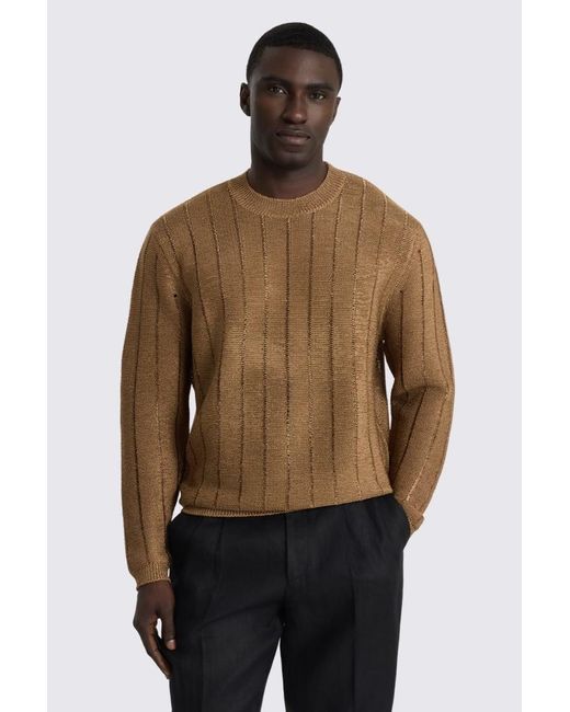 Moss Bros Orange Copper Metallic Crew-Neck Jumper for men