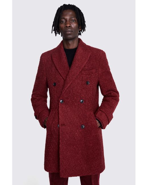 Moss Bros Red Bouclé Coat for men