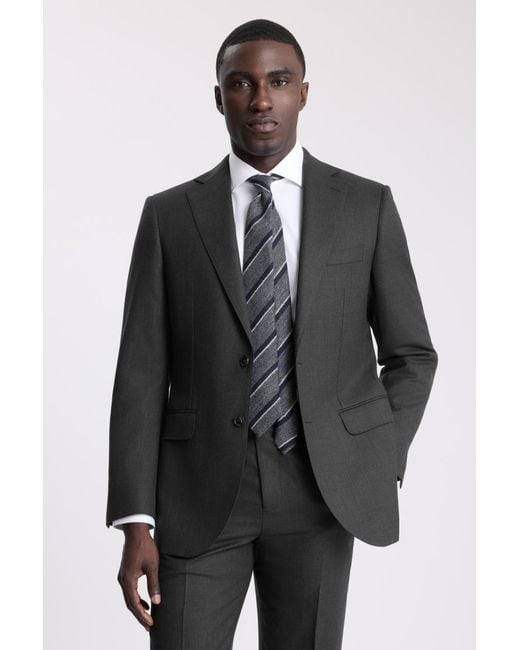 Moss Bros Gray Regular Fit Charcoal Twill Suit Suit Jacket for men
