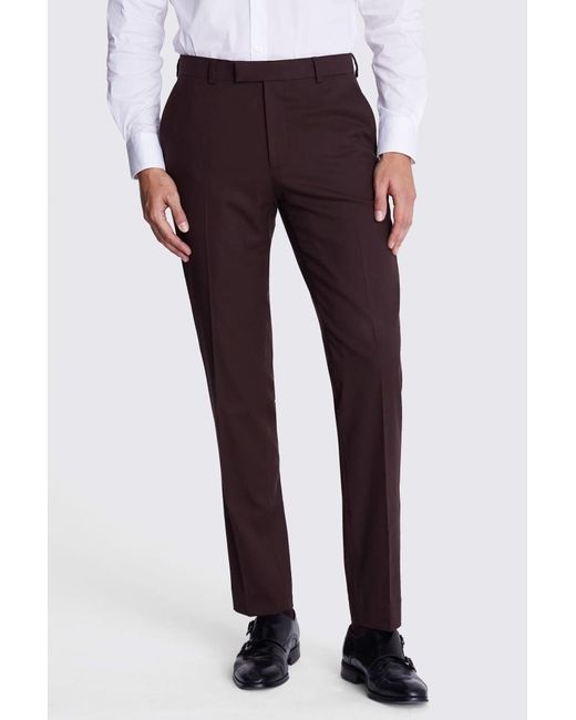 Moss Bros Purple Tailored Fit Port Flannel Trousers for men