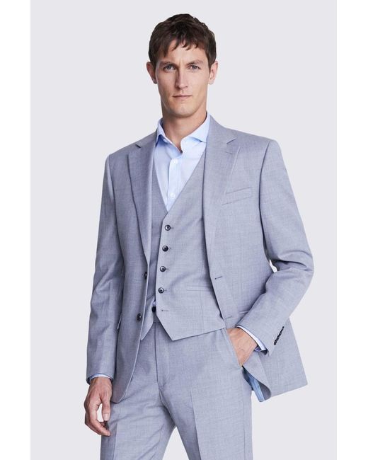 Moss Bros Blue Slim Fit Stretch Suit Jacket for men
