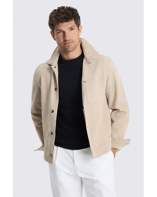 Moss Bros Natural Sand Suede Shacket for men