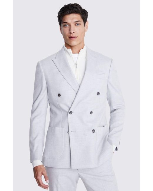 Moss Bros White Tailored Fit Light Flannel Suit Jacket for men