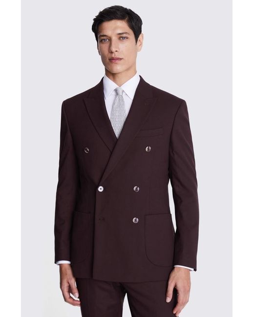 Moss Bros Purple Tailored Fit Port Flannel Suit Jacket for men