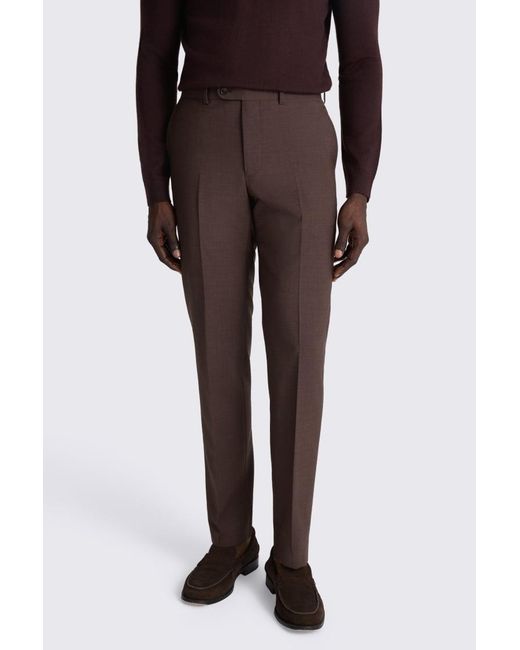 Moss Bros Black Tailored Fit Dark Plum Performance Trousers for men