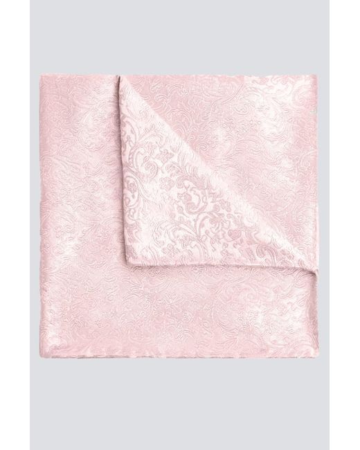 Moss Bros Pink Dusty Floral Swirl Silk Pocket Square for men