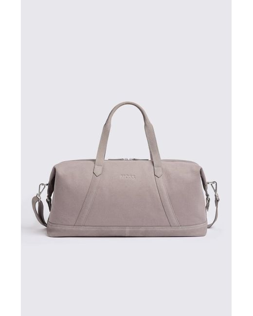 Moss Bros Pink Taupe Canvas & Suede Holdall for men